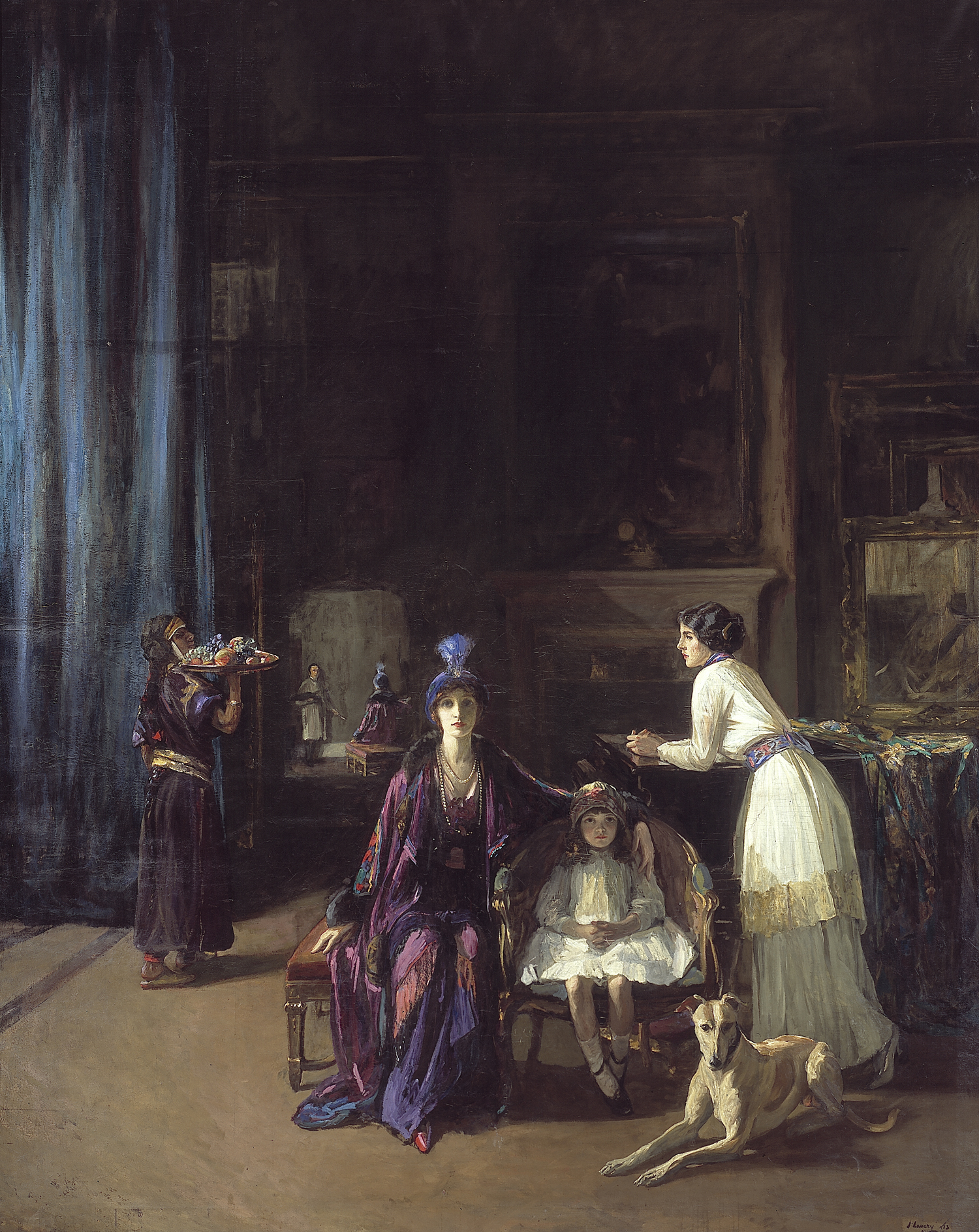 John Lavery (1856-1941), 'The Artist's Studio: Lady Hazel Lavery with her Daughter Alice and Stepdaughter Eileen', 1910-1913. © National Gallery of Ireland.