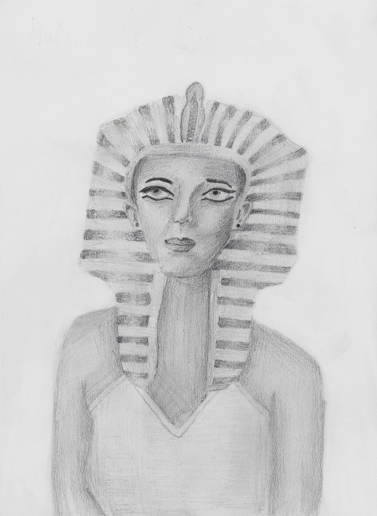 Pencil drawing of the Egyptian pharaoh Hatshepsut