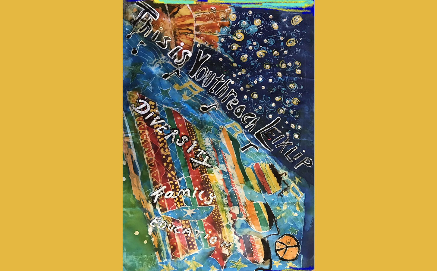 Abstract painted poster with the words This is Youthreach Leixlip. Diversity Family Education