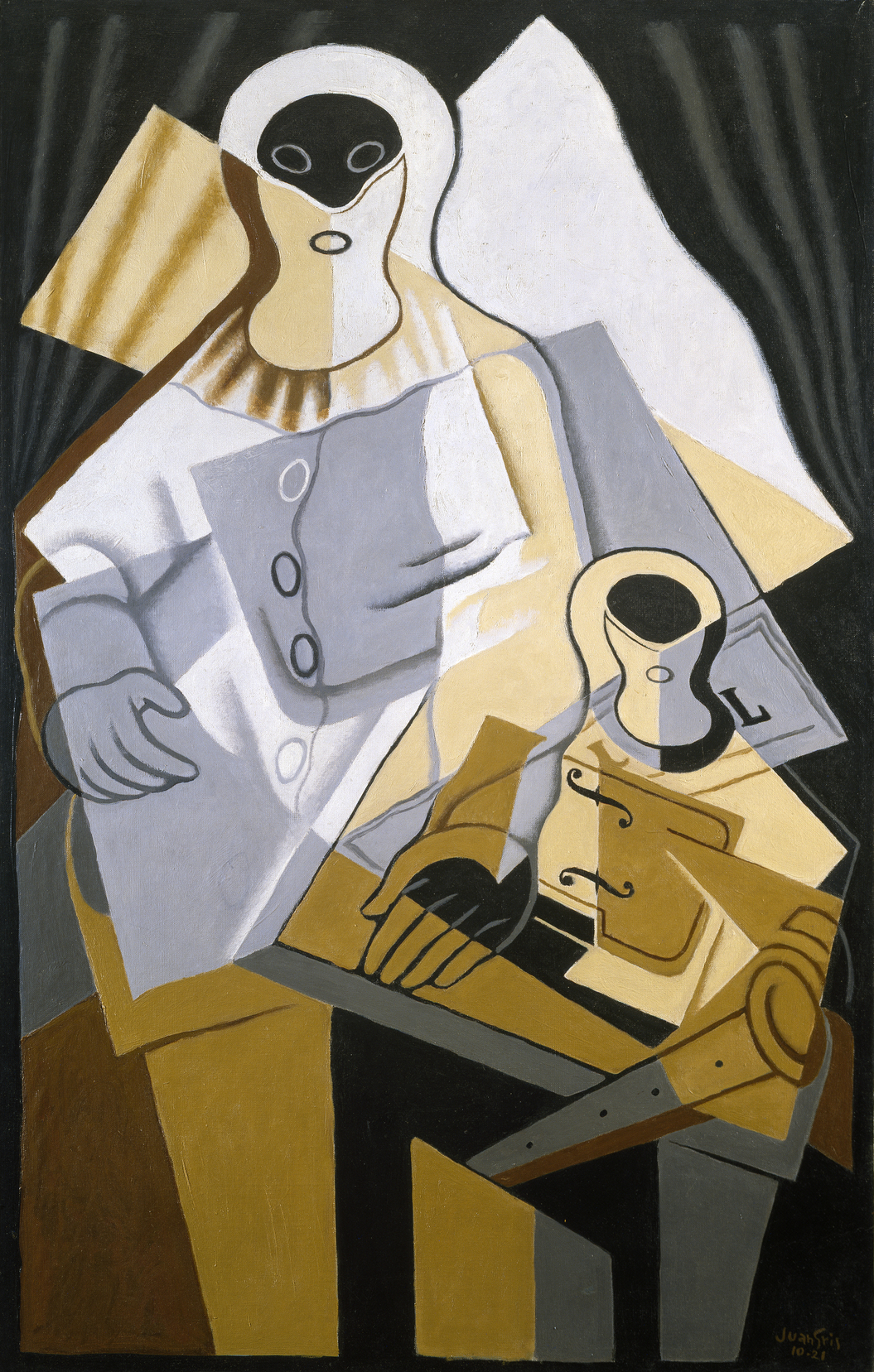 Cubist-style painting of a pierrot by Juan Gris