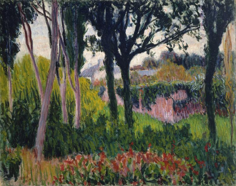 Oil painting of a landscape with trees