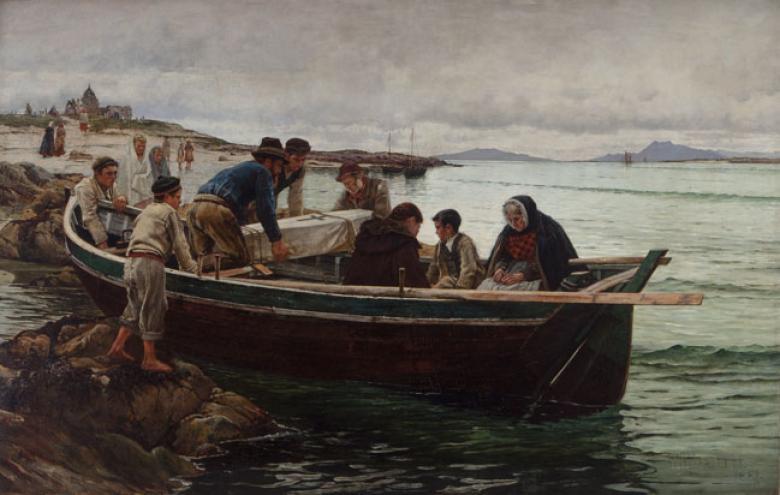 William Henry Bartlett (1858-1932), 'The Last Brief Voyage: A Connemara Funeral', 1887.