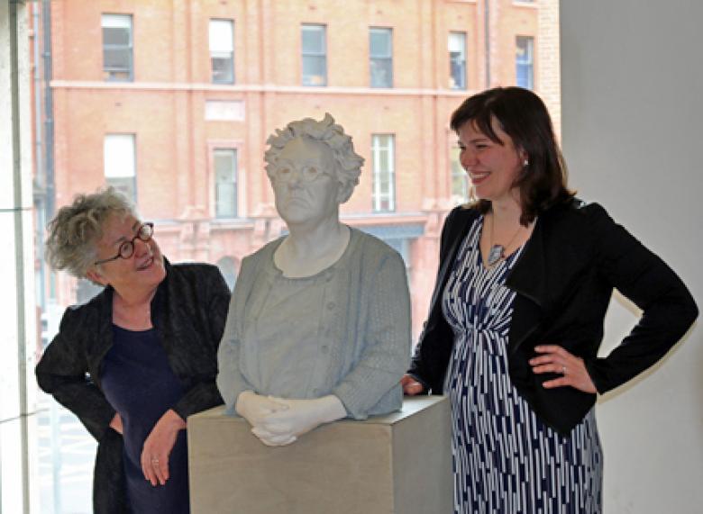 Gary Hynes and Vera Klute at the unveiling of portrait commission