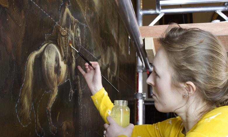 Conservation work on the Battle of the Boyne. © National Gallery of Ireland