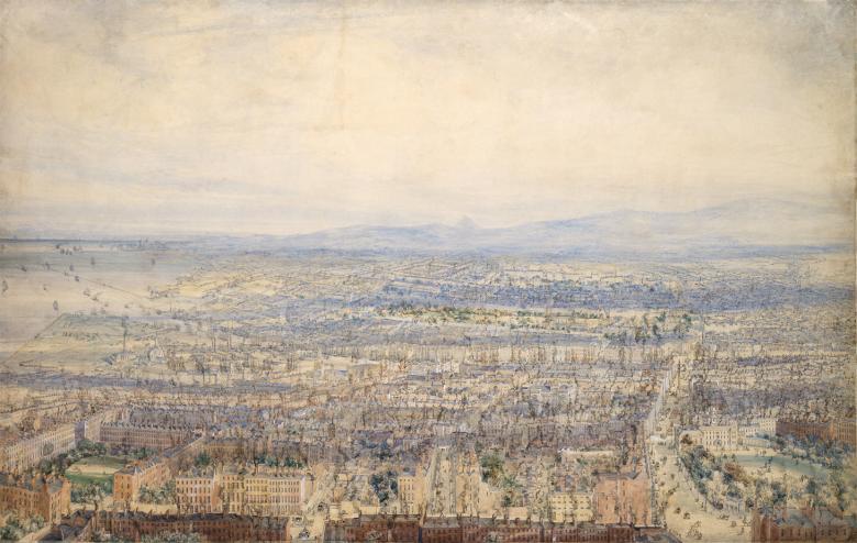 James Mahony, 'Dublin from the spire of Saint George's Church, Hardwicke Place', 1854. © National Gallery of Ireland