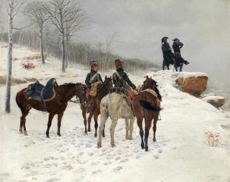 Jean Louis Ernest Meissonier (1815-1891), 'Group of Cavalry in the Snow: Moreau and Dessoles before Hohenlinden', 1875. © National Gallery of Ireland.