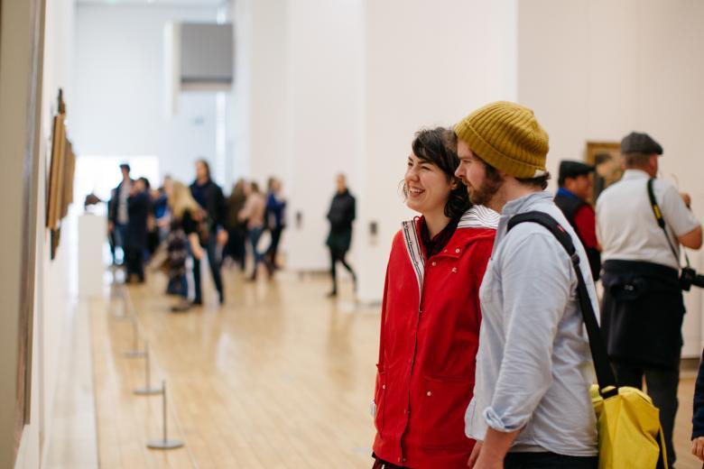 Visitors in the Millennium Wing gallery rooms. © National Gallery of Ireland.