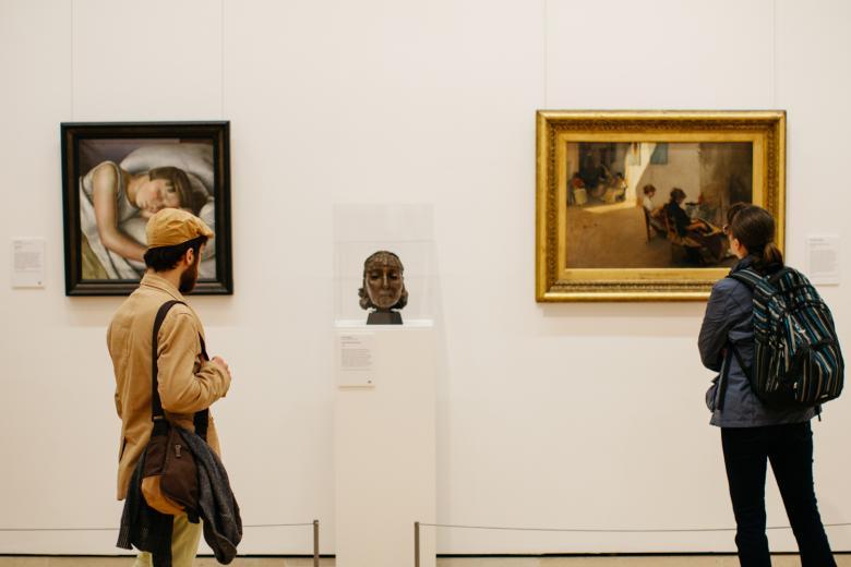 Visitors around a sculpture by Jacob Epstein. © National Gallery of Ireland.
