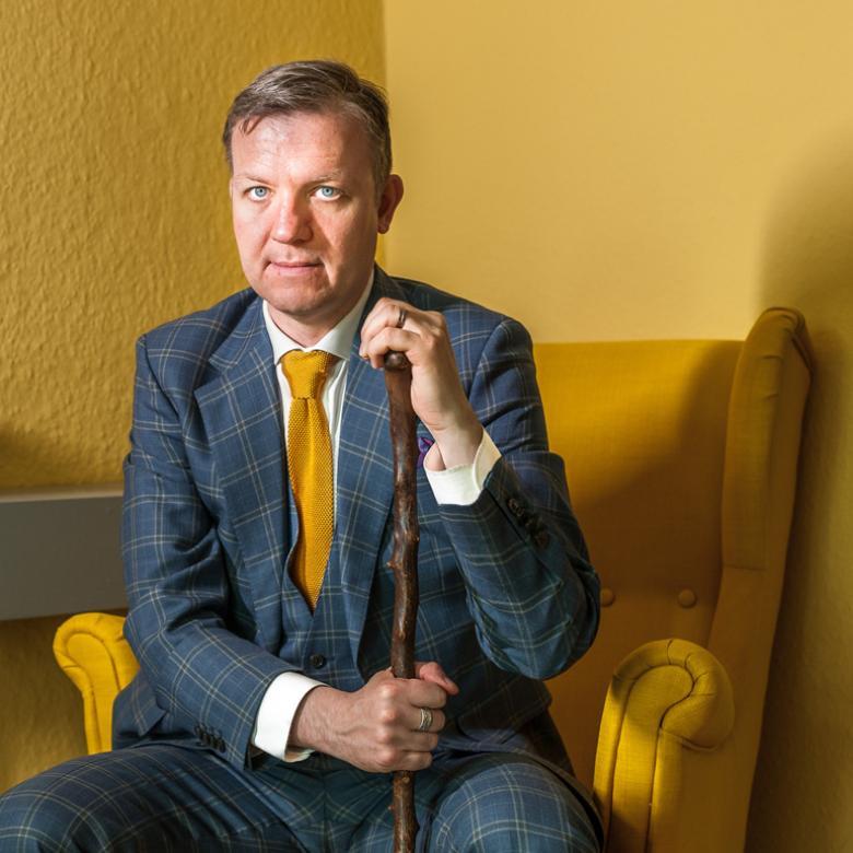 David Creeedon (b.1957), 'Billy Ramsell with Parnell’s Walking Stick', 2017. © the artist. Photo © National Gallery of Ireland.