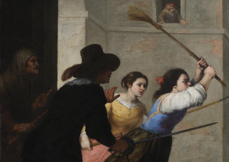 Detail from a Murillo painting showing facial expressions
