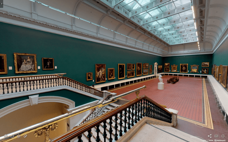 A view of the Grand Gallery from a staircase