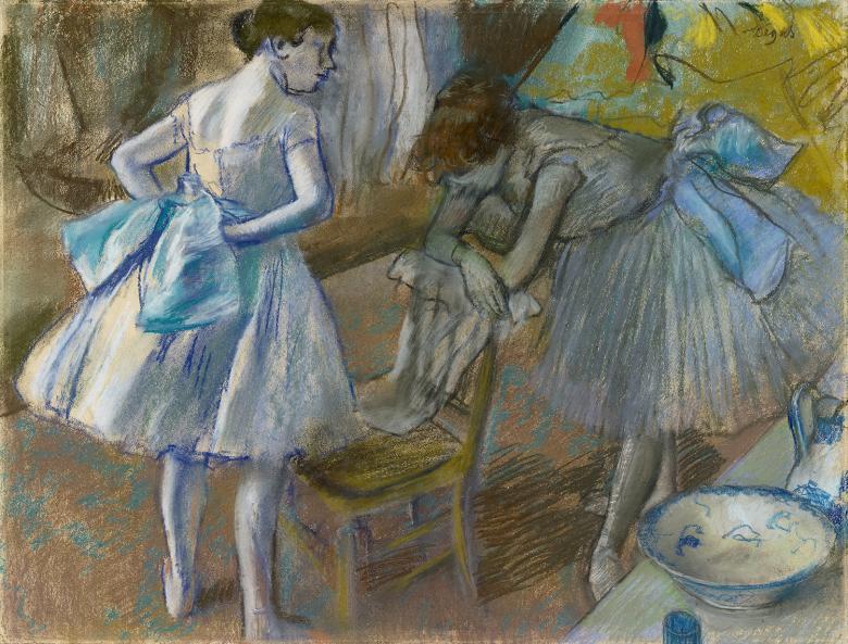 Pastel drawing of two dancers
