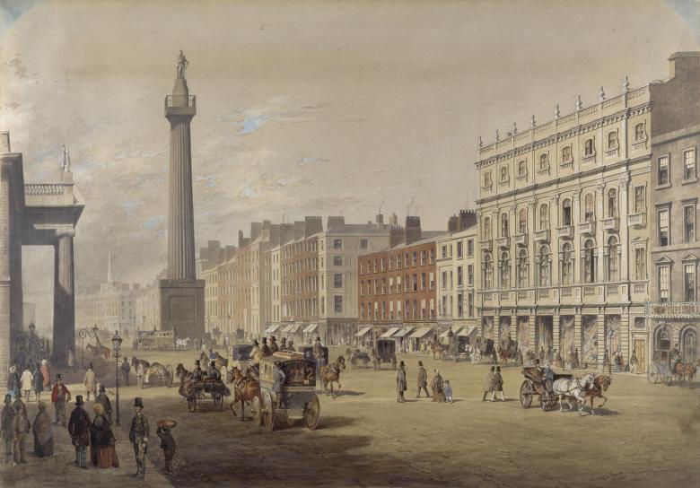 Watercolour of Sackville Street in Dublin