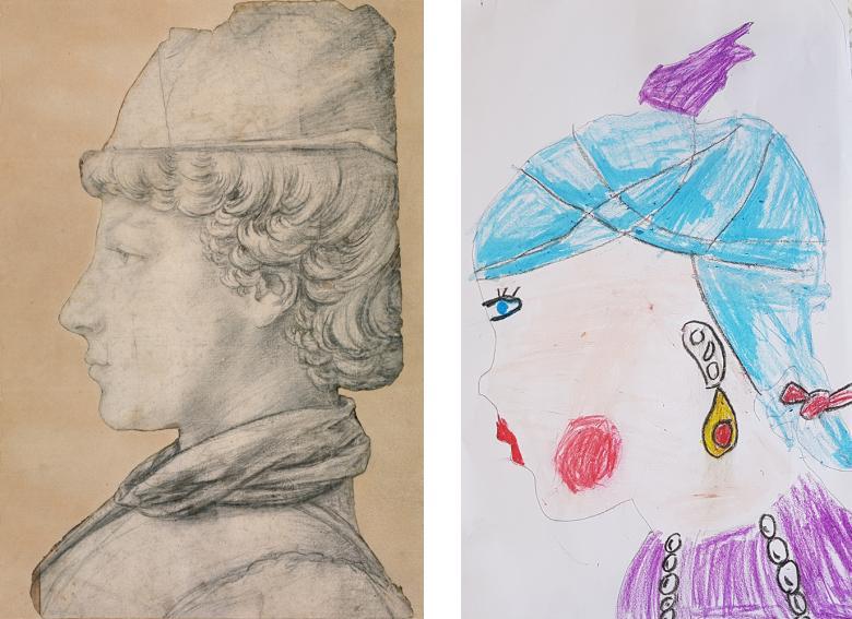 Child's recreation of a profile portrait