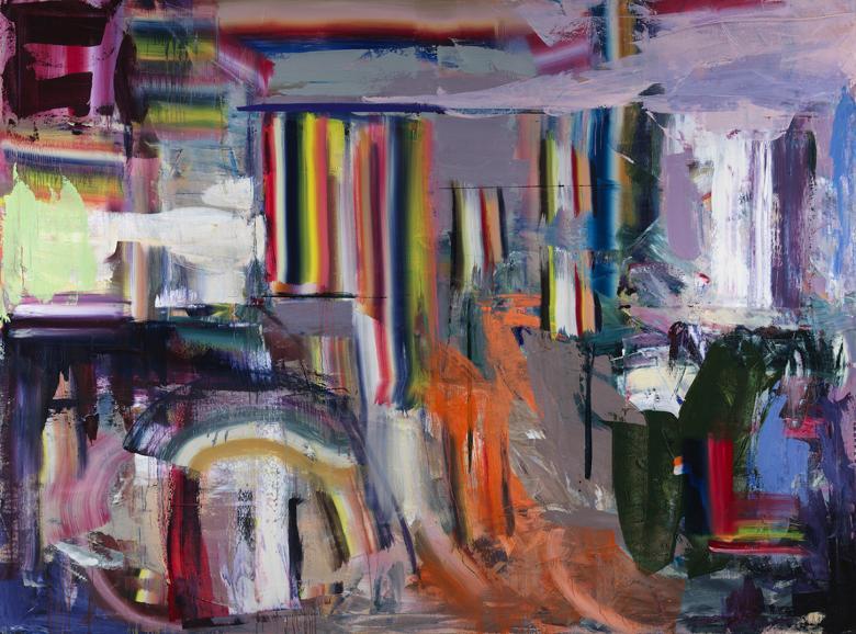 A colourful oil on canvas painting