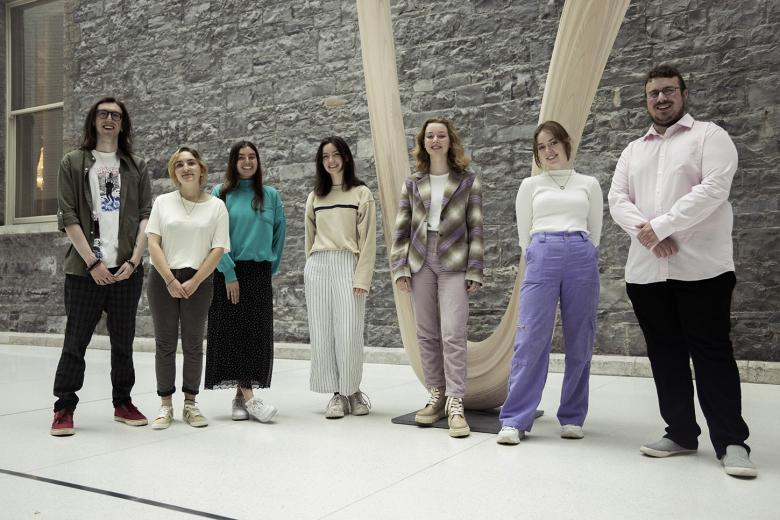 A group photograph of the young curators behind the Gallery's new exhibition, Boring Art?
