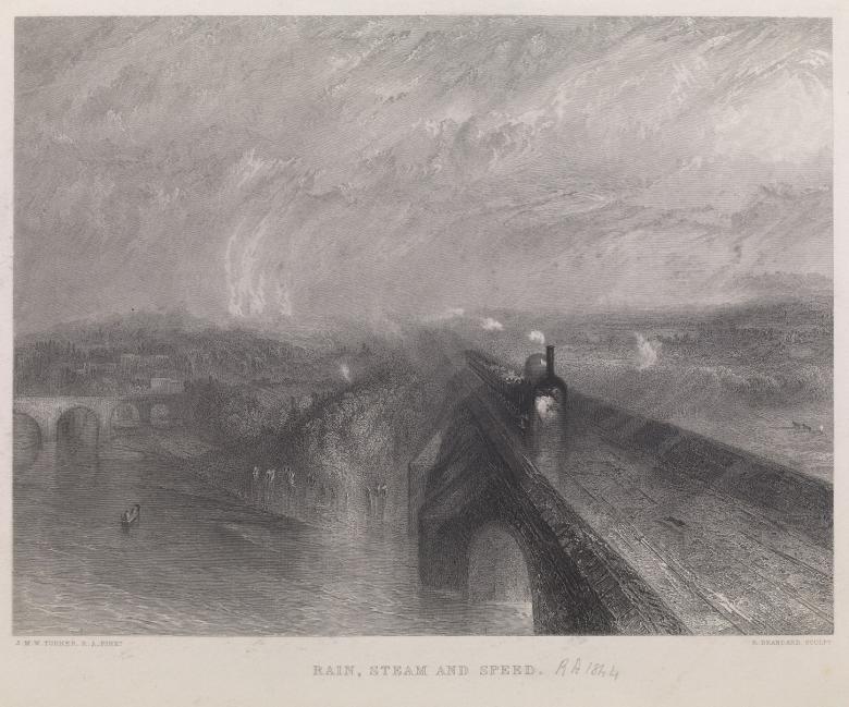 A black and white engraving