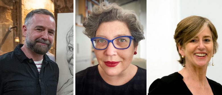 Three headshots of AIB Portrait Prize judges