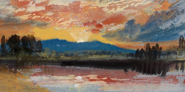 A watercolour painting of a sunset