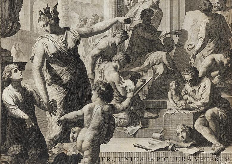 Detail from the frontispiece ofFranciscus Junius, De pictura veterum, 1694
