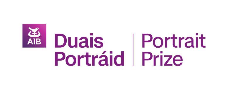 AIB logo with text reading Portrait Prize in English and Irish