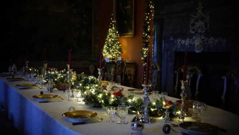 Photo of dining table set for Christmas