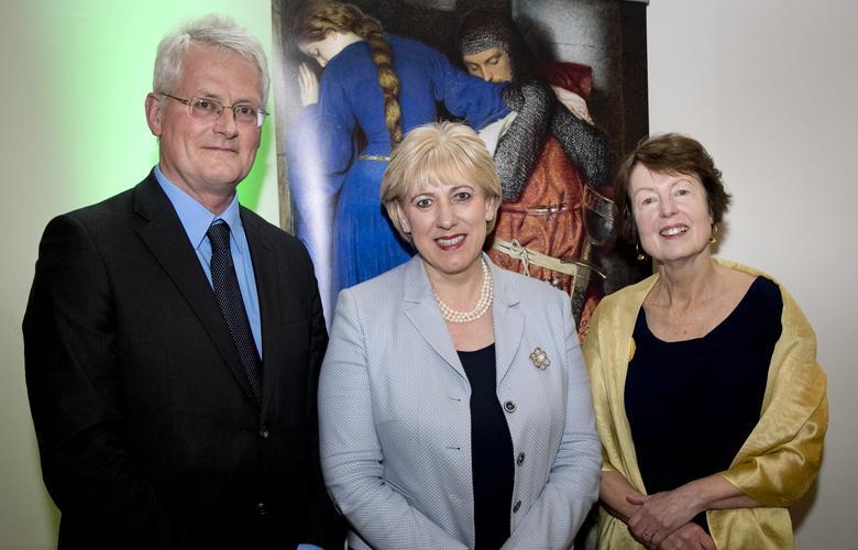 Sean Rainbird; Minister for Culture, Heather Humphreys; and Dr Marie Bourke at the launch of the exhibition. © Fennell Photography