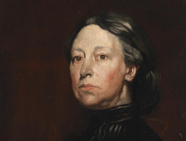 A painted portrait of Augusta Gregory.