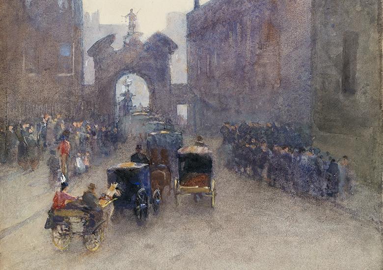 Detail from Rose Barton, Going to the Levée at Dublin Castle, 1897