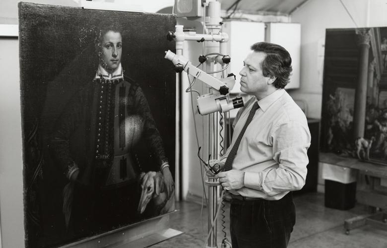 Sergio Benedetti at work in the Conservation Studio in the National Gallery of Ireland.