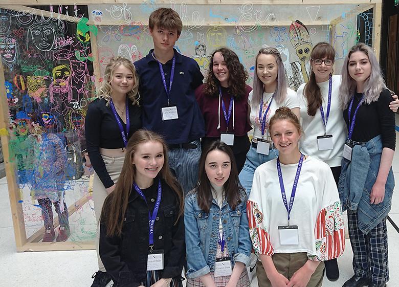A group of teenage work placement students in the National Gallery of Ireland