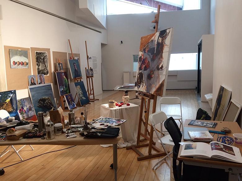 A view of Una Sealy's artist-in-residence studio space in the National Gallery of Ireland.