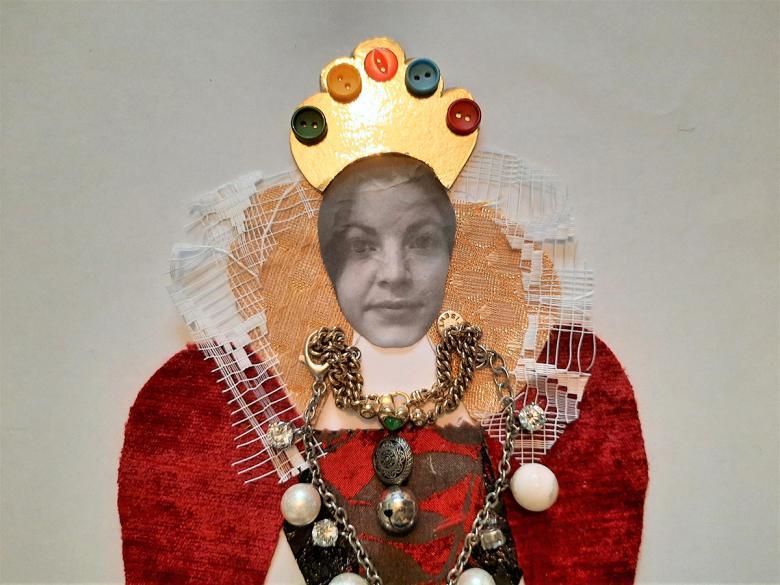 Collage portrait in sixteenth-century costume