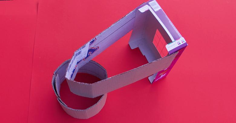 A homemade viewfinder made of cardboard boxes