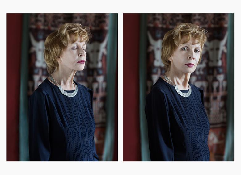 Photographic diptych portrait of Edna O'Brien by Mandy O'Neill