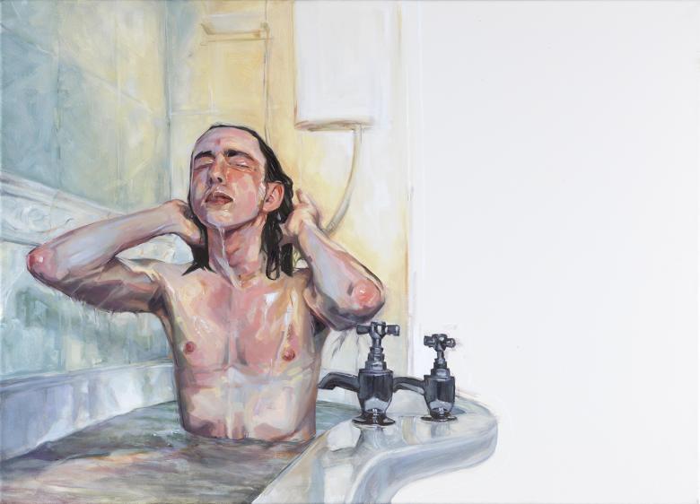 Painting of a male figure in the bath