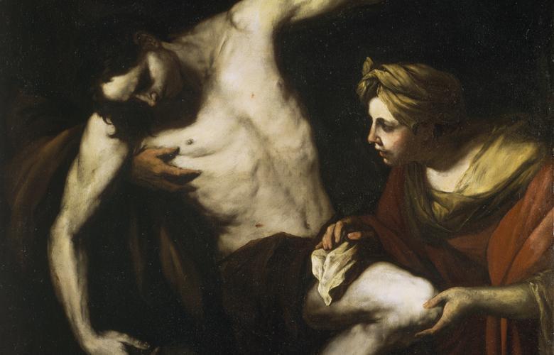 Luca Giordano (1634-1705), 'Saint Sebastian tended by Saint Irene' (detail). © National Gallery of Ireland.