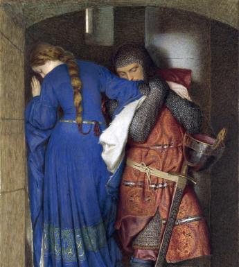 Frederic William Burton (1816-1900), 'Hellelil and Hildebrand, the Meeting on the Turret Stairs', 1864. © National Gallery of Ireland.