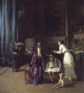 John Lavery (1856-1941), 'The Artist's Studio: Lady Hazel Lavery with her Daughter Alice and Stepdaughter Eileen', 1910-1913. © National Gallery of Ireland.