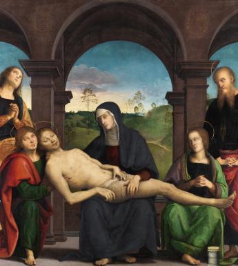 Perugino (c.1450-1523), 'The Lamentation over the Dead Christ', c.1495. © National Gallery of Ireland.