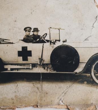 William Orpen in his rolls royce