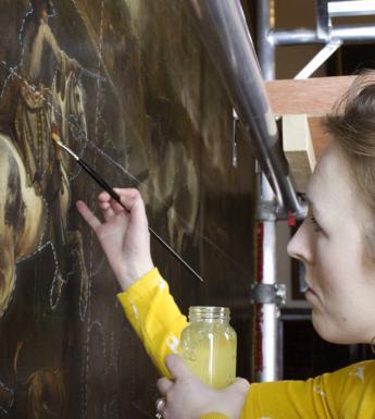 Conservation work on the Battle of the Boyne. © National Gallery of Ireland