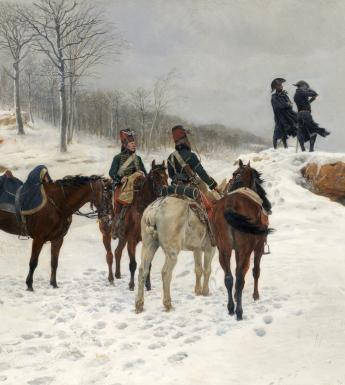 Jean Louis Ernest Meissonier (1815-1891), 'Group of Cavalry in the Snow: Moreau and Dessoles before Hohenlinden', 1875. © National Gallery of Ireland.