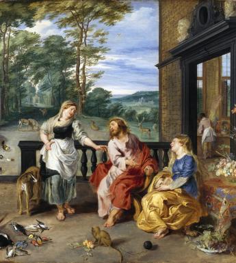 Jan Breughel the Younger (1601-1678) and Peter Paul Rubens (1577-1640), 'Christ in the House of Martha and Mary', c.1628. © National Gallery of Ireland.