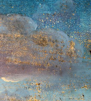 Detail from Perugino's 'The lamentation over the dead Christ' showing paint losses in the sky before conservation. © National Gallery of Ireland