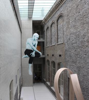Photo of a Joe Caslin mural in the National Gallery of Ireland courtyard