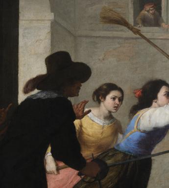 Detail from a Murillo painting showing facial expressions