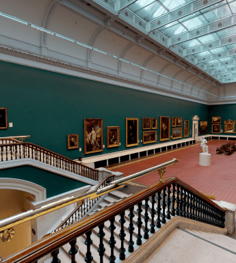 A view of the Grand Gallery from a staircase