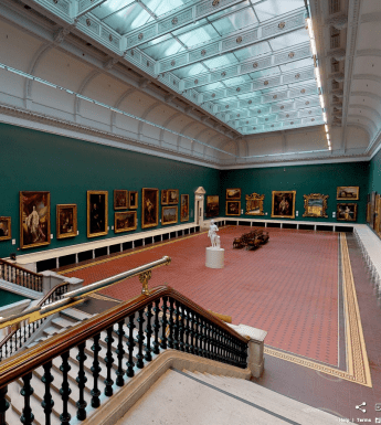 A view of the Grand Gallery from a staircase