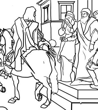 A line drawing of the Prodigal Son's departure